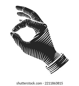Hand drawn okay gesture using thumb and index finger vector illustration