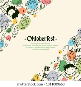 Hand drawn Oktoberfest background, vector graphic