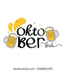Hand Drawn Oktoberfest Calligraphy Text Vector Design.