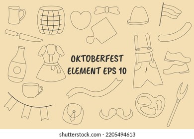 Hand drawn OktoberFest design elements is suitable for elements of an invitation design, celebration, social media, website design needs and others. vector illustration. eps 10
