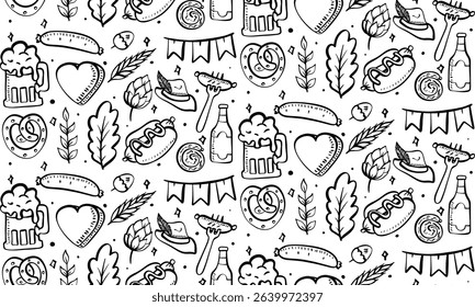 Hand drawn of oktoberfest pattern. Vector illustration