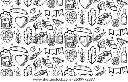 Hand drawn of oktoberfest pattern. Vector illustration