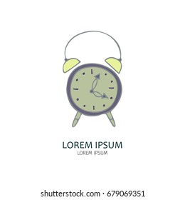 Hand drawn old alarm clock. Vector illustration.
