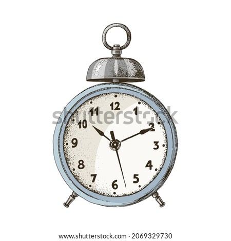 Hand drawn old alarm clock 