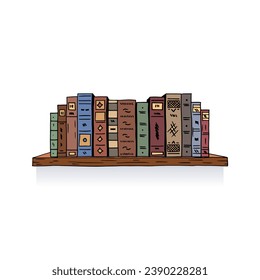 hand drawn old books. doodle book bindings. hand drawn book spines