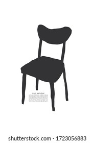 Hand drawn old chair spot illustration. Stylized simple vector shape