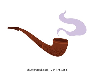 Hand drawn old fashioned wooden smoking pipe, isolated vector illustration