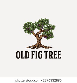 hand drawn old fig tree logo design