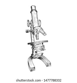 hand drawn old microscope. microscope vector illustration