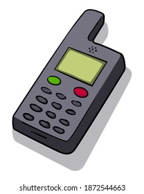 Teléfono móvil antiguo dibujado a mano