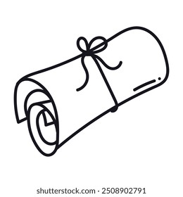 Hand drawn old paper scroll doodle. Papyrus in sketch style. Vector illustration isolated on white background
