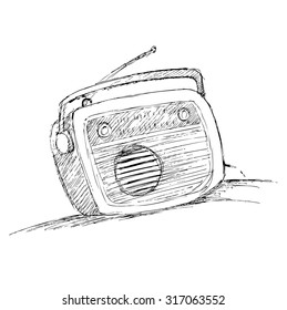 hand drawn old radio