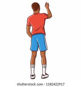 hand drawn old school hip hop boy in retro look in shorts spraying on a wall with a spray can. African American, Comic, Vector, Eighties, Wildstyle, Grafitty,