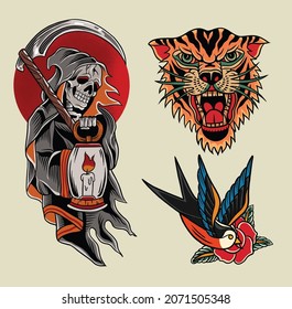 Hand drawn old school tattoo vector illustration