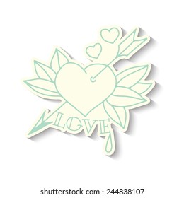 Hand drawn old school tattoo heart sticker 