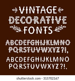 Hand drawn old style decorative vintage vector ABC letters set on white background. Nice fonts for your design.
