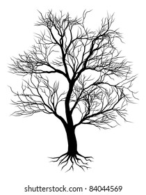 A hand drawn old tree silhouette illustration