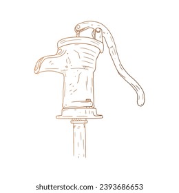 hand drawn old water pump. scribble old water pump