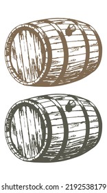 Hand Drawn Old Wooden Barrel Vector illustration
