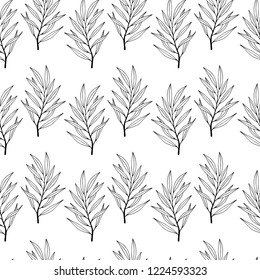 Hand drawn olive branch background. Seamless pattern for extra virgin oil. Vector isolated illustration.