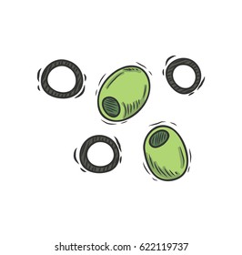 Hand drawn olive isolated on white background