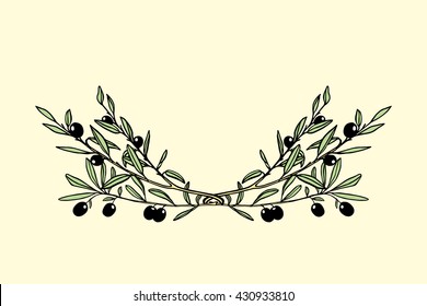 Hand drawn olive laurel made in vector. Beautiful design element, perfect for greeting or invitation cards.