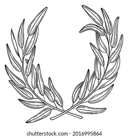 Hand drawn olive wreath, frame