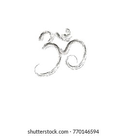 Hand drawn om symbol vector. Grunge texture. Art ohm sign.