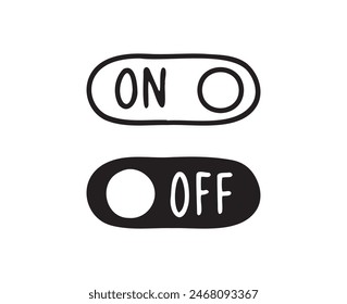 Handgezeichnetes Ein-Aus-Symbol Button wechseln. Buttone im Doodle-Stil. Vektorillustration