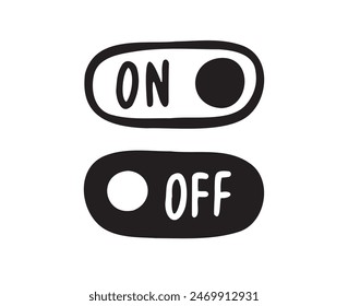 hand drawn On off icon. Switch button. Doodle style buttons. Vector illustration