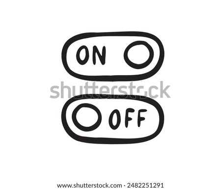 hand drawn On off icon. Switch button. Doodle style buttons. Vector illustration