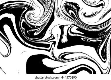 Hand drawn on water marbling texture. Grunge. Marble, ebru, suminagashi. Marbled abstract, natural wavy black, white and gray surface. Highly textured paper. Decorative stone interior pattern.