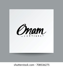 Hand drawn Onam festival celebrate and calligraphy, illustration vector invitation greeting card design.