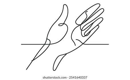 The hand is drawn with one continuous line.