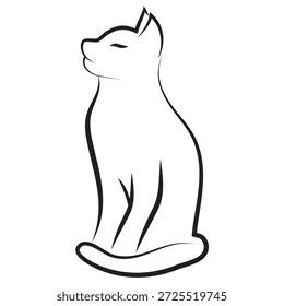 Dibujado a mano una línea de arte de gato dormido ilustración.
