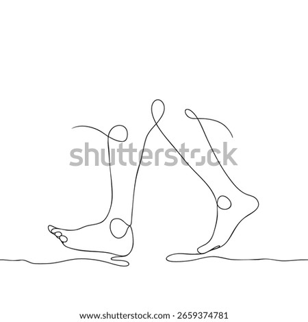 Hand drawn one line art walking feet illustration