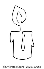 Dibujó a mano un icono de vector de candelabro de candela de una línea. Ilustración del contorno de aviso de Navidad para tarjeta de saludo, diseño web aislado en fondo blanco.