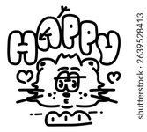 hand drawn, one line, doodle, kitty, sketch, poster, mascot, icon, wildlife, lovely, smile, one, continuous, drawn, card, fun, logo, heart, illustration, animal, background, peeking, cheerful, cartoon
