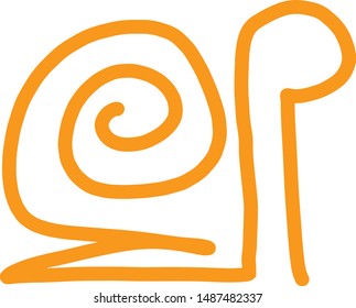 Hand drawn one line doodle snail vector isolated on white simple orange icon element