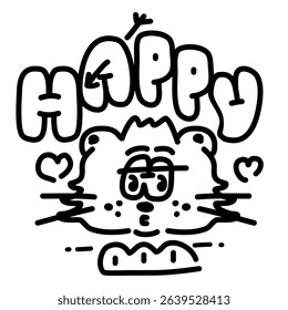 hand drawn, one line, doodle, kitty, sketch, poster, mascot, icon, wildlife, lovely, smile, one, continuous, drawn, card, fun, logo, heart, illustration, animal, background, peeking, cheerful, cartoon