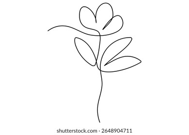 Hand drawn one line leaves vector design featuring botanical continuous contour style
