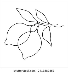 Hand drawn one line lemons. Line art design. minimalistic elements.
