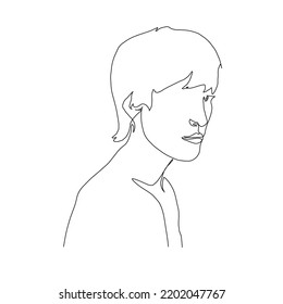 Handgezeichnet ein Handzeilenporträt. Abstrakte lineare Gesichtszeichnung. 
