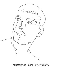 Hand dibujó un retrato de un hombre de línea. Dibujo facial lineal abstracto. 