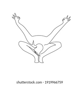 Hand drawn one line silhouette woman practicing yoga. Vector icon. Logo design. Minimalism style. Continuous line hand girl drawing illustration. 