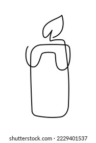 Dibujó a mano un icono de vela de grabación de vector de línea. Ilustración continua del contorno del aviso de Navidad para tarjeta de felicitación, diseño web aislado invitación de vacaciones.
