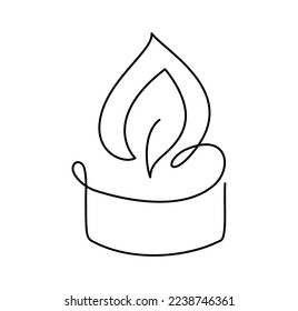 Dibujó a mano un icono del logotipo de la vela de grabación de vectores de línea. Ilustración continua del contorno del aviso de Navidad para tarjeta de felicitación, diseño web aislado invitación de vacaciones.