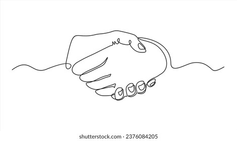 Hand drawn one line vector.One Continuous line drawing of handshake. line art of national handshake day good for national handshake day celebrate. line art. illustration.