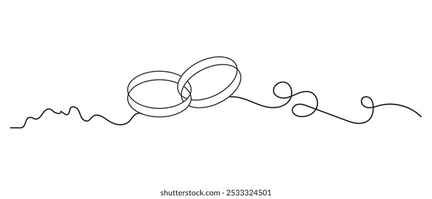 hand drawn one line Wedding ring icon vector. vector illustration.