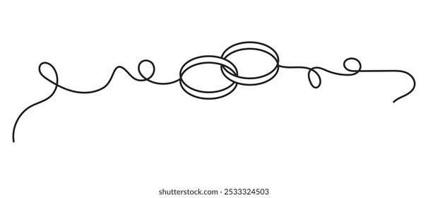 hand drawn one line Wedding ring icon vector. vector illustration.